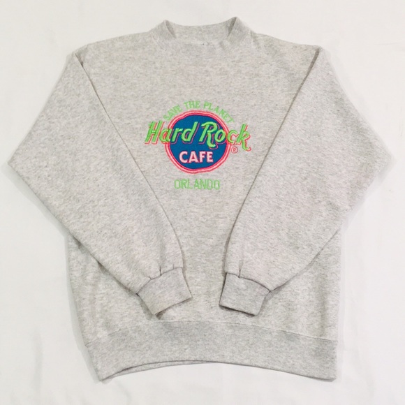 Vintage Sweaters - Vintage Embroidered Hard Rock Cafe Orlando Sweater